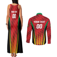 Custom Amazon Warriors Guyana Cricket Couples Matching Tank Maxi Dress and Long Sleeve Button Shirt Ready For Glory Red Version - Wonder Print Shop