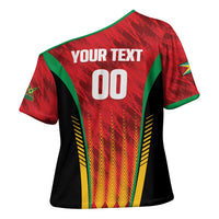 Custom Amazon Warriors Guyana Cricket Cross Shoulder Shirt Ready For Glory Red Version - Wonder Print Shop