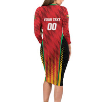 Custom Amazon Warriors Guyana Cricket Family Matching Long Sleeve Bodycon Dress and Hawaiian Shirt Ready For Glory Red Version - Wonder Print Shop