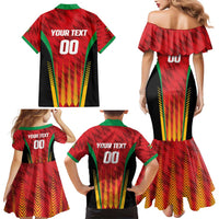 Custom Amazon Warriors Guyana Cricket Family Matching Mermaid Dress and Hawaiian Shirt Ready For Glory Red Version - Wonder Print Shop