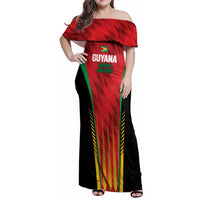 Custom Amazon Warriors Guyana Cricket Family Matching Off Shoulder Maxi Dress and Hawaiian Shirt Ready For Glory Red Version - Wonder Print Shop