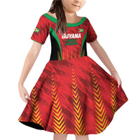 Custom Amazon Warriors Guyana Cricket Family Matching Off Shoulder Short Dress and Hawaiian Shirt Ready For Glory Red Version - Wonder Print Shop