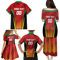 Custom Amazon Warriors Guyana Cricket Family Matching Puletasi and Hawaiian Shirt Ready For Glory Red Version - Wonder Print Shop