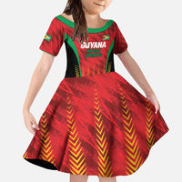 Custom Amazon Warriors Guyana Cricket Family Matching Short Sleeve Bodycon Dress and Hawaiian Shirt Ready For Glory Red Version - Wonder Print Shop