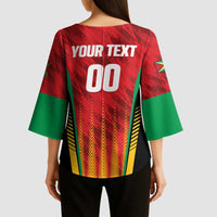 Custom Amazon Warriors Guyana Cricket Kimono Sleeve Blouse Ready For Glory Red Version - Wonder Print Shop