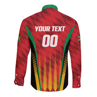 Custom Amazon Warriors Guyana Cricket Long Sleeve Button Shirt Ready For Glory Red Version - Wonder Print Shop