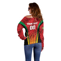 Custom Amazon Warriors Guyana Cricket Off Shoulder Sweater Ready For Glory Red Version - Wonder Print Shop