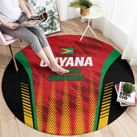 Custom Amazon Warriors Guyana Cricket Round Carpet Ready For Glory Red Version - Wonder Print Shop