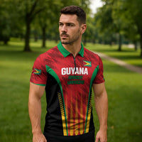 Custom Amazon Warriors Guyana Cricket Zipper Polo Shirt Ready For Glory Red Version - Wonder Print Shop