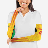 Custom Amazon Warriors Guyana Cricket Arm Sleeves Ready For Glory Yellow Version - Wonder Print Shop