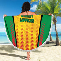 Custom Amazon Warriors Guyana Cricket Beach Blanket Ready For Glory Yellow Version - Wonder Print Shop