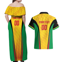 Custom Amazon Warriors Guyana Cricket Couples Matching Off Shoulder Maxi Dress and Hawaiian Shirt Ready For Glory Yellow Version - Wonder Print Shop