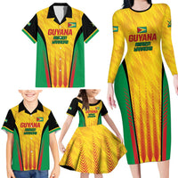 Custom Amazon Warriors Guyana Cricket Family Matching Long Sleeve Bodycon Dress and Hawaiian Shirt Ready For Glory Yellow Version - Wonder Print Shop