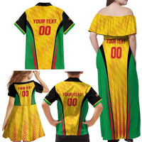 Custom Amazon Warriors Guyana Cricket Family Matching Off Shoulder Maxi Dress and Hawaiian Shirt Ready For Glory Yellow Version - Wonder Print Shop