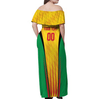 Custom Amazon Warriors Guyana Cricket Family Matching Off Shoulder Maxi Dress and Hawaiian Shirt Ready For Glory Yellow Version - Wonder Print Shop