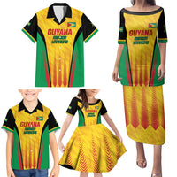 Custom Amazon Warriors Guyana Cricket Family Matching Puletasi and Hawaiian Shirt Ready For Glory Yellow Version - Wonder Print Shop