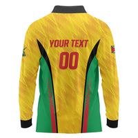 Custom Amazon Warriors Guyana Cricket Long Sleeve Polo Shirt Ready For Glory Yellow Version - Wonder Print Shop