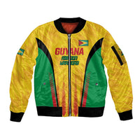 Custom Amazon Warriors Guyana Cricket Sleeve Zip Bomber Jacket Ready For Glory Yellow Version - Wonder Print Shop