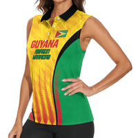 Custom Amazon Warriors Guyana Cricket Women Sleeveless Polo Shirt Ready For Glory Yellow Version - Wonder Print Shop