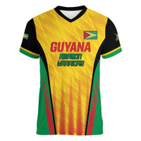 Custom Amazon Warriors Guyana Cricket Women V-Neck T-Shirt Ready For Glory Yellow Version - Wonder Print Shop