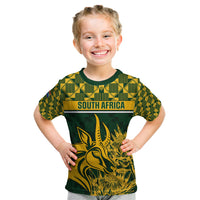 South Africa Rugby Kid T Shirt Go Springboks African Pattern - Wonder Print Shop