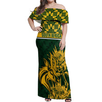 South Africa Rugby Off Shoulder Maxi Dress Go Springboks African Pattern - Wonder Print Shop