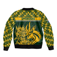 South Africa Rugby Sleeve Zip Bomber Jacket Go Springboks African Pattern - Wonder Print Shop