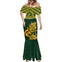 Custom South Africa Rugby Mermaid Dress Go Springboks African Pattern - Wonder Print Shop