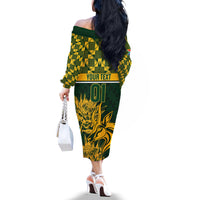 Custom South Africa Rugby Off The Shoulder Long Sleeve Dress Go Springboks African Pattern - Wonder Print Shop