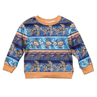 Hawaii Turtles Pattern Special Blue Kid Ugly Christmas Sweater - Wonder Print Shop