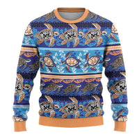 Hawaii Turtles Pattern Special Blue Ugly Christmas Sweater - Wonder Print Shop