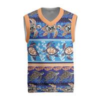 Hawaii Turtles Pattern Special Blue Christmas Knitted V-Neck Vest - Wonder Print Shop