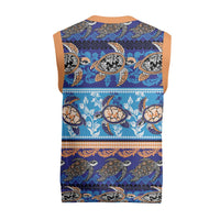 Hawaii Turtles Pattern Special Blue Christmas Knitted V-Neck Vest - Wonder Print Shop