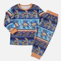 Hawaii Turtles Pattern Special Blue Christmas Pajama Set - Wonder Print Shop