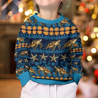 Hawaii Turtles Starfish Unique Pattern Kid Ugly Christmas Sweater - Wonder Print Shop