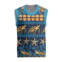 Hawaii Turtles Starfish Unique Pattern Christmas Knitted V-Neck Vest - Wonder Print Shop