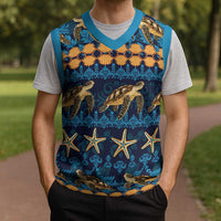 Hawaii Turtles Starfish Unique Pattern Christmas Knitted V-Neck Vest - Wonder Print Shop