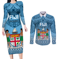 Fiji Rugby Couples Matching Long Sleeve Bodycon Dress and Long Sleeve Button Shirts Fijian Go 2023 World Cup - Wonder Print Shop