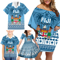 Fiji Rugby Family Matching Off Shoulder Short Dress and Hawaiian Shirt Fijian Go 2023 World Cup - Wonder Print Shop
