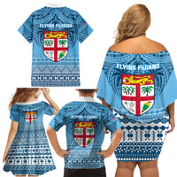 Fiji Rugby Family Matching Off Shoulder Short Dress and Hawaiian Shirt Fijian Go 2023 World Cup - Wonder Print Shop