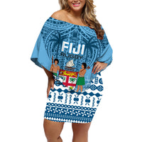 Fiji Rugby Family Matching Off Shoulder Short Dress and Hawaiian Shirt Fijian Go 2023 World Cup - Wonder Print Shop