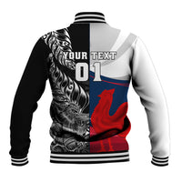 Custom New Zealand And France Rugby Baseball Jacket XV de France Kiwi Silver Fern 2023 World Cup - Wonder Print Shop