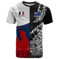 Custom New Zealand And France Rugby T Shirt XV de France Kiwi Silver Fern 2023 World Cup - Wonder Print Shop