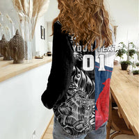 Custom New Zealand And France Rugby Women Casual Shirt XV de France Kiwi Silver Fern 2023 World Cup - Wonder Print Shop