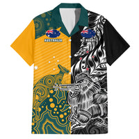 Custom New Zealand And Australia Rugby Family Matching Long Sleeve Bodycon Dress and Hawaiian Shirt Wallabies Kiwi Silver Fern 2023 World Cup - Wonder Print Shop