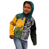 Custom New Zealand And Australia Rugby Kid Hoodie Wallabies Kiwi Silver Fern 2023 World Cup - Wonder Print Shop