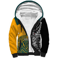 Custom New Zealand And Australia Rugby Sherpa Hoodie Wallabies Kiwi Silver Fern 2023 World Cup - Wonder Print Shop