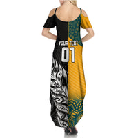 Custom New Zealand And Australia Rugby Summer Maxi Dress Wallabies Kiwi Silver Fern 2023 World Cup - Wonder Print Shop