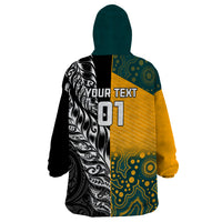 Custom New Zealand And Australia Rugby Wearable Blanket Hoodie Wallabies Kiwi Silver Fern 2023 World Cup - Wonder Print Shop