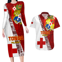 Tonga Rugby Couples Matching Long Sleeve Bodycon Dress and Hawaiian Shirt Tongan Go 2023 World Cup - Wonder Print Shop